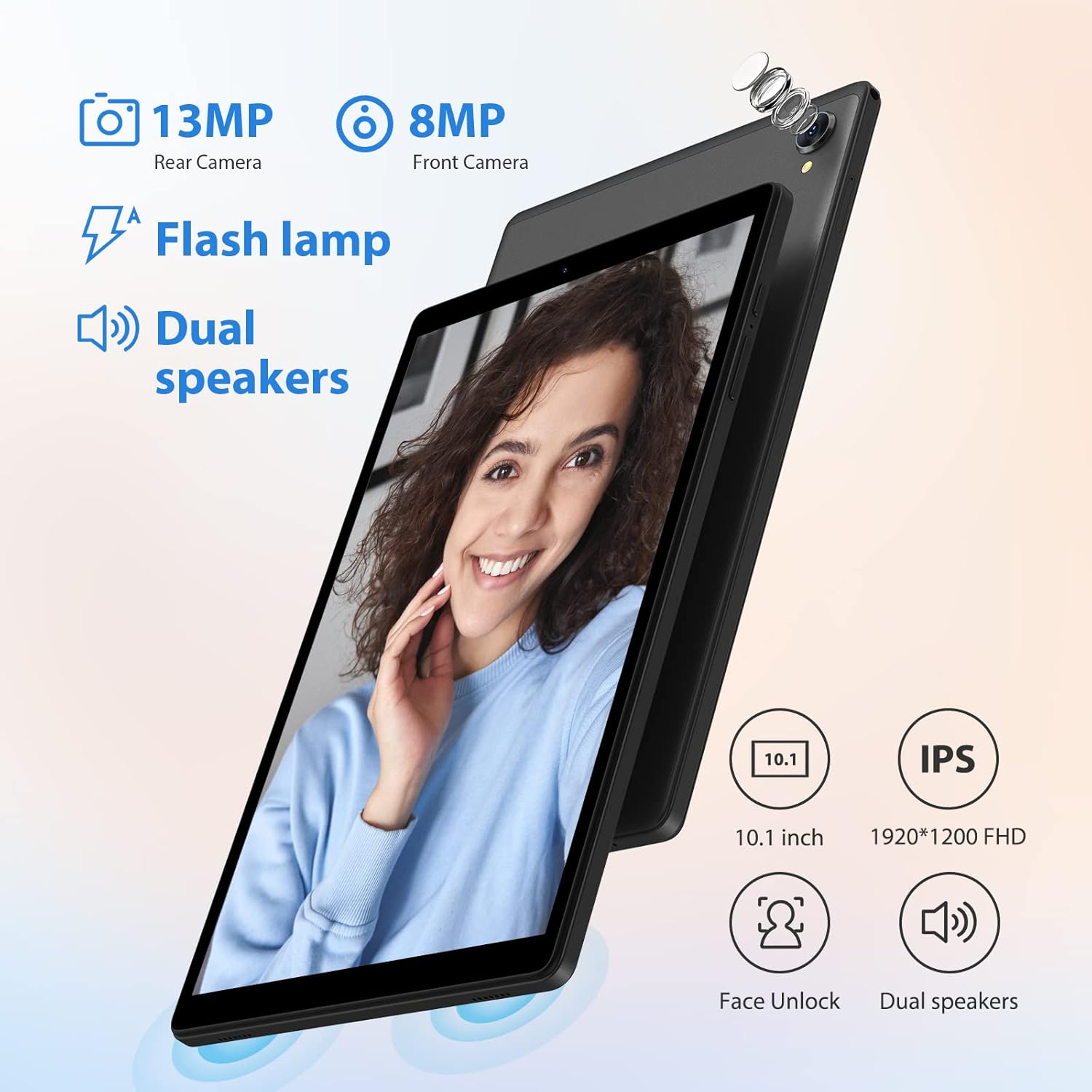 2023 Tablet 10.1 inch Android Tablets 1080P FHD in-Cell LCD Screen, 4GB+64GB Expand to 1TB, Octa-Core CPU, 1920 x 1200 Resolution,8M&13M Dual Camera