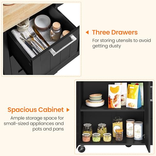 Yaheetech Kitchen Island Cart with Drop-Leaf Countertop