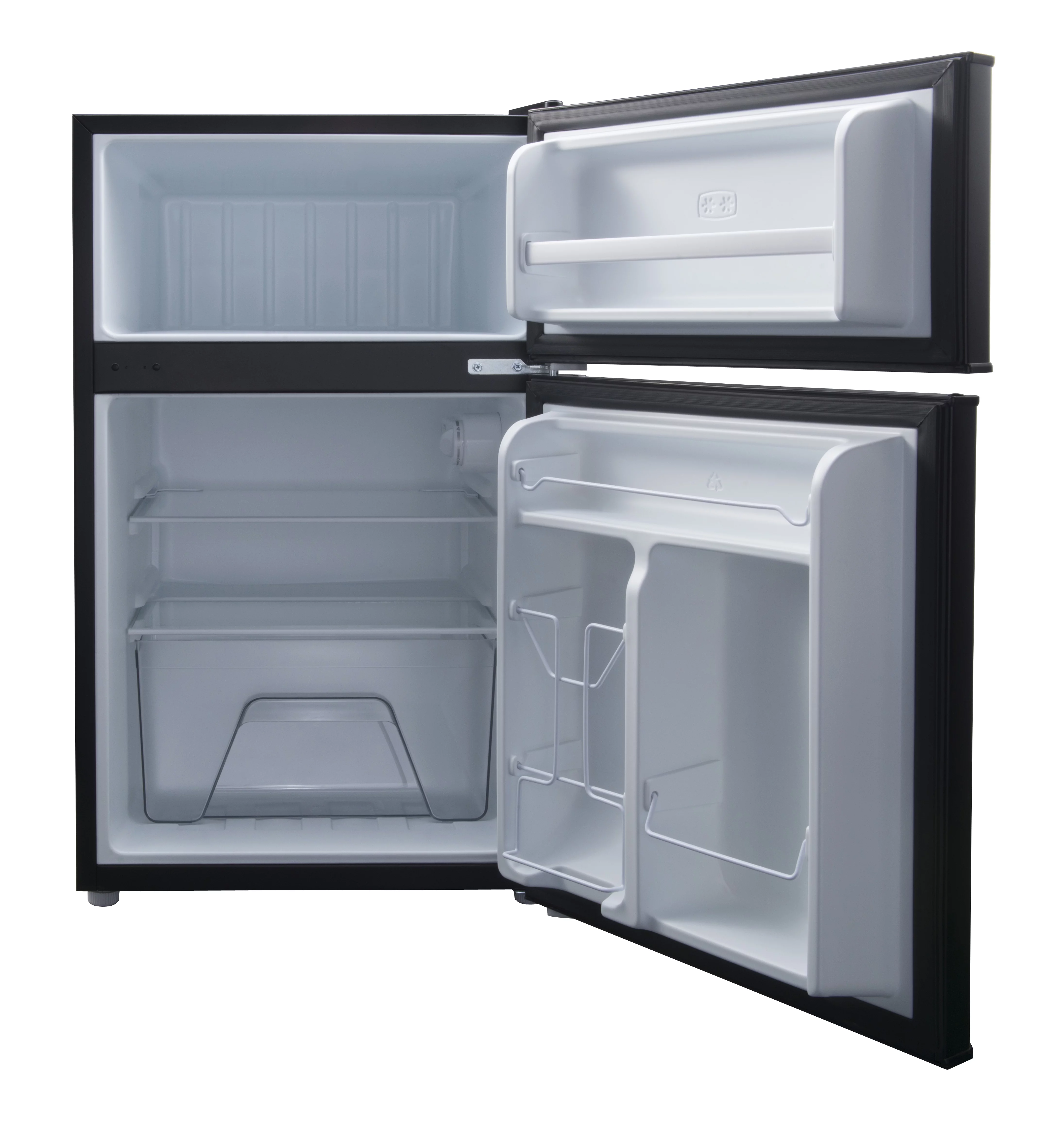 Galanz 3.1 Cu ft Two Door Mini Fridge with Freezer, Stainless, Estar, New