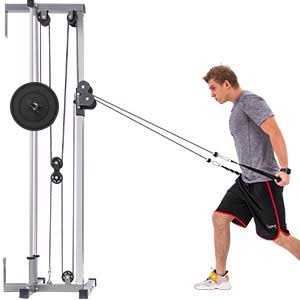 Merax Wall Mount Cable Station with Adjustable Dual Pulley System Pull Down Fitness Station - Sports Supplies Online Store