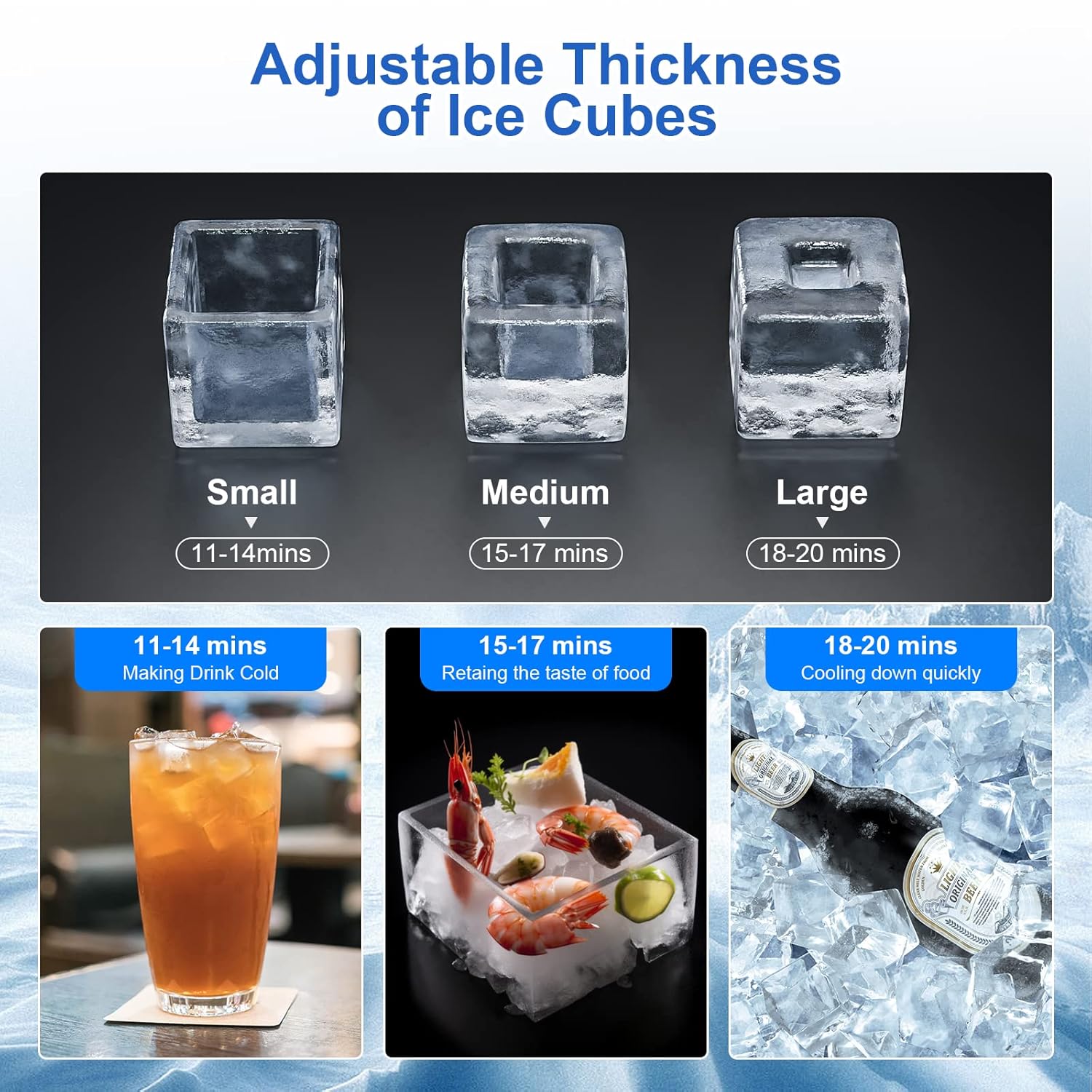 Kismile Commercial Ice Maker Machine,100Lbs/Day,45 Cubes/Batch in 11-20 Mins,Stainless Steel Freestanding Ice Maker with 2 Self-Cleaning