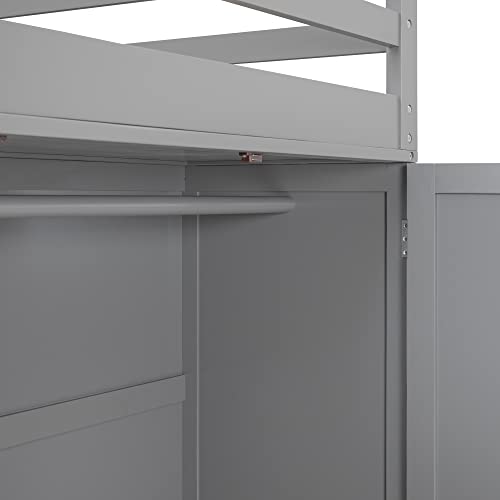 Harper & Bright Designs Full Size Loft Bed with Desk and Wardrobe, Solid Wood Loft Bed Frame with Storage Drawers, for Kids Teens Adults (White)