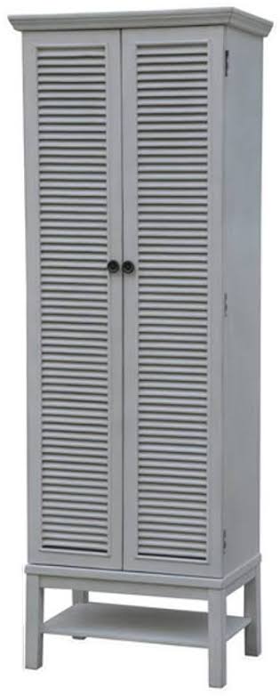 Crestview Magnolia Louvered 2 Door Tall White Storage Cabinet CVFZR3682