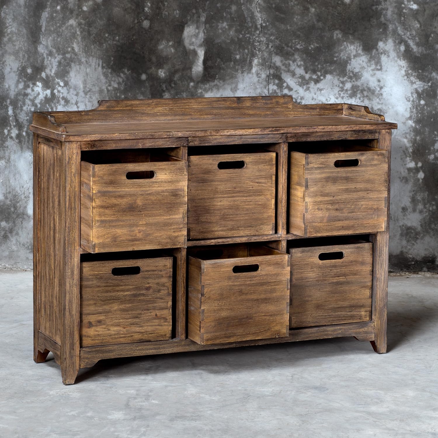 MY SWANKY HOME Rustic Vintage Antique Style Storage Bin Hobby Cabinet Cupboard Six Drawer Wood