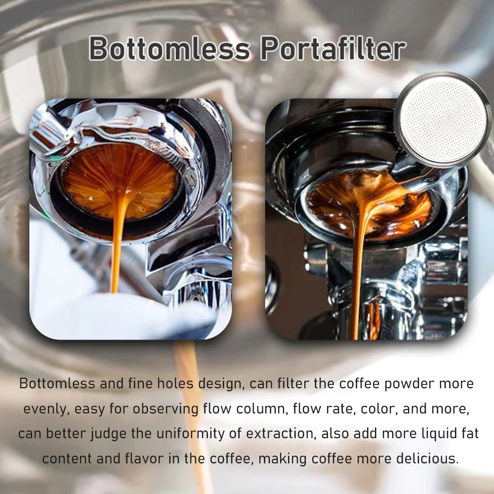 58Mm 3 Ears Stainless Steel Bottomless Naked Portafilter Wooden Coffee Handle Cup Filter Basket Replacement For Barsetto Ba101 Ba102 Calphalon Temp Iq
