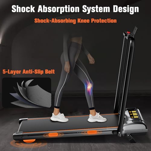 7.8MPH Incline Treadmill for Home, Walking Pad with Handle Bar, Under Desk Compact Treadmill with 350 Lbs Capacity, LED Display & APP, Remote Control
