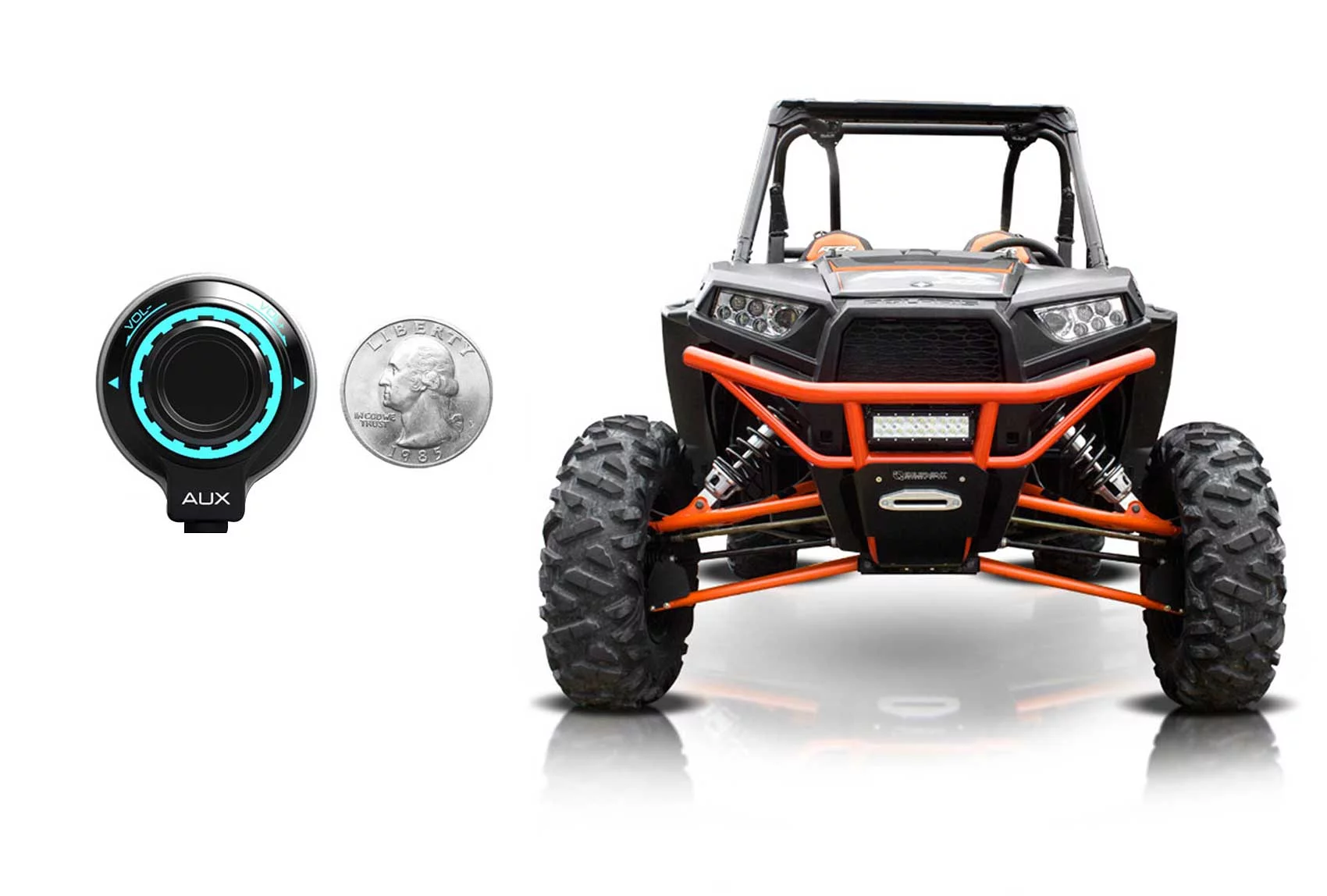 (4) Rockville 6.5" LED Black Tower Speakers+Hifonics Amp+Bluetooth RZR/ATV/UTV