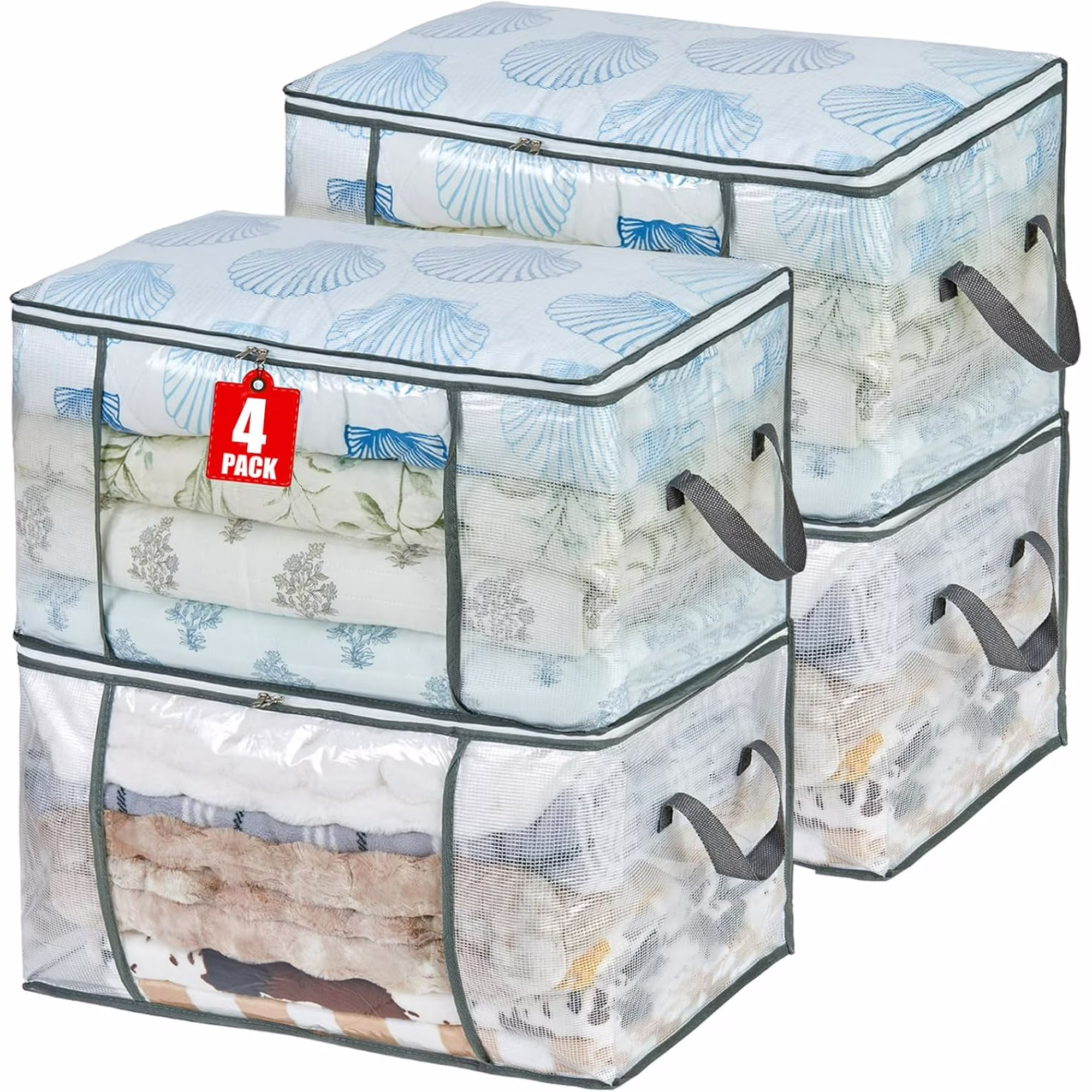 80L Clear Large Storage Bag, Clothes Storage Containers for Organizing Closet, Bedroom, Underbed, Comforters, Clothing, Blankets, Pillow