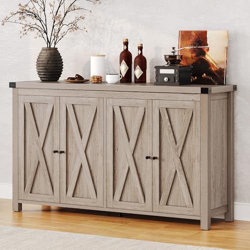 DWVO 55'' Sideboard Buffet Cabinet with Storage, Farmhouse Kitchen Storage Cabinet with Doors