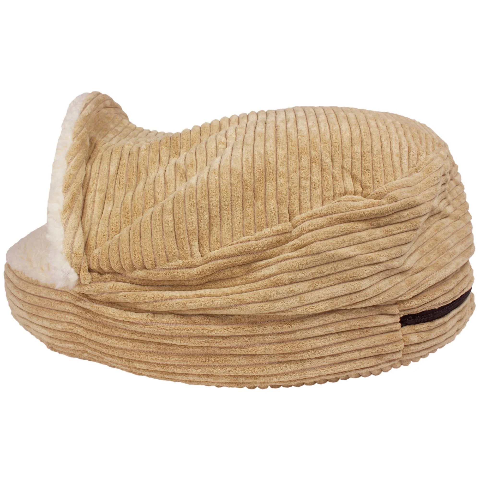 Precious Tails Cozy Corduroy and Sherpa Lined Pet Cave Bed, 25 in.