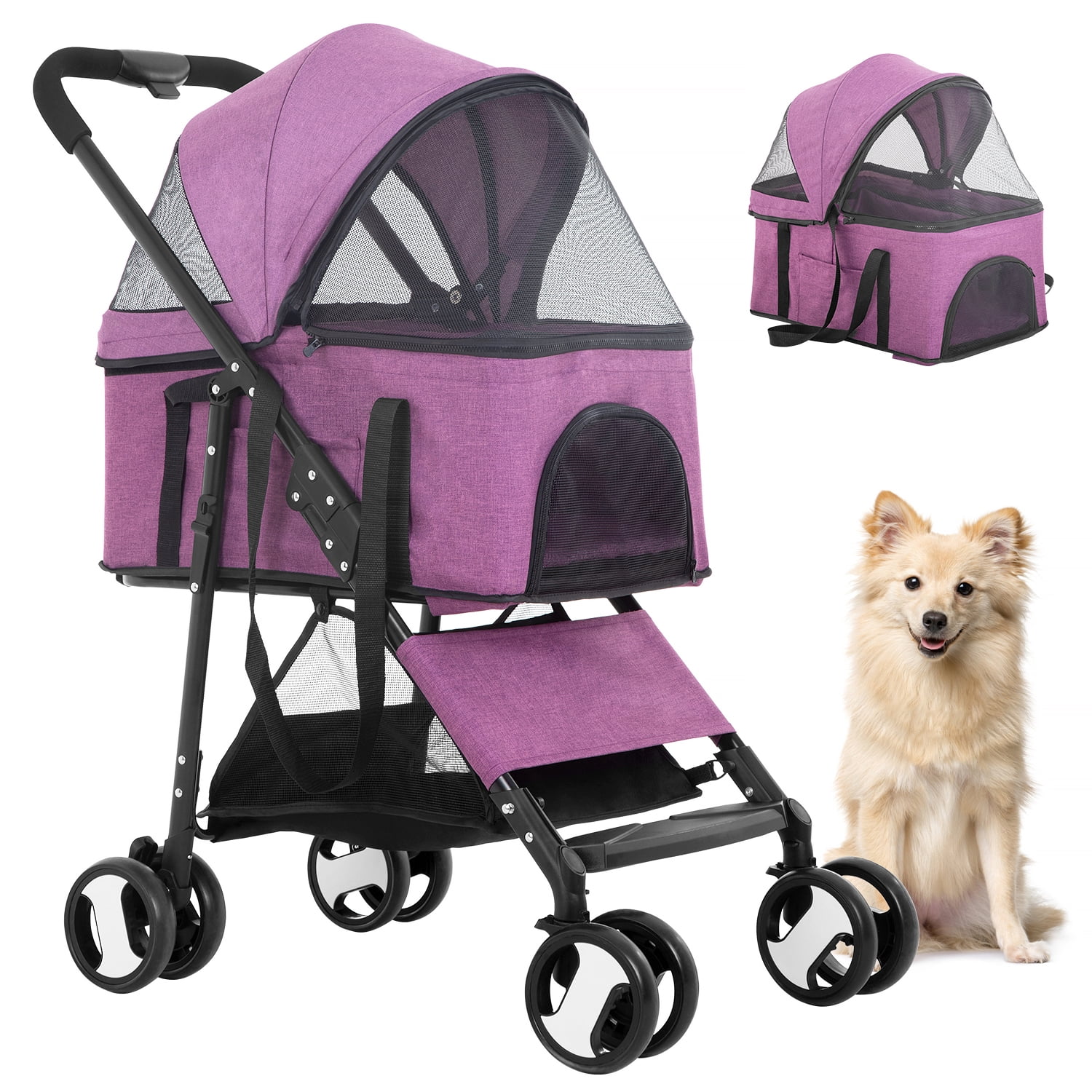 YRLLENSDAN Pet Stroller Premium 3-in-1 Multifunction Dog Cat Jogger Stroller for Medium Small Dogs Cats Folding Lightweight Travel Stroller with
