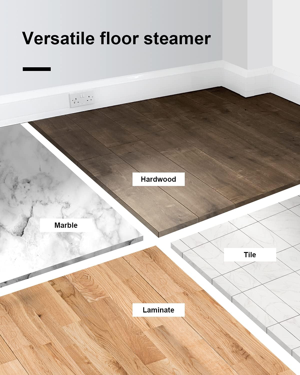 LIGHT 'N' EASY Steam Mop Cleaners 9-in-1 with Detachable Handheld Unit, Floor Steamer for Hardwood/Grout/Tile