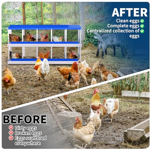 Garvee Chicken Nesting Box with Removable Tray, 8 Compartment Nesting Boxes for Chickens, Easy to Clean and Install