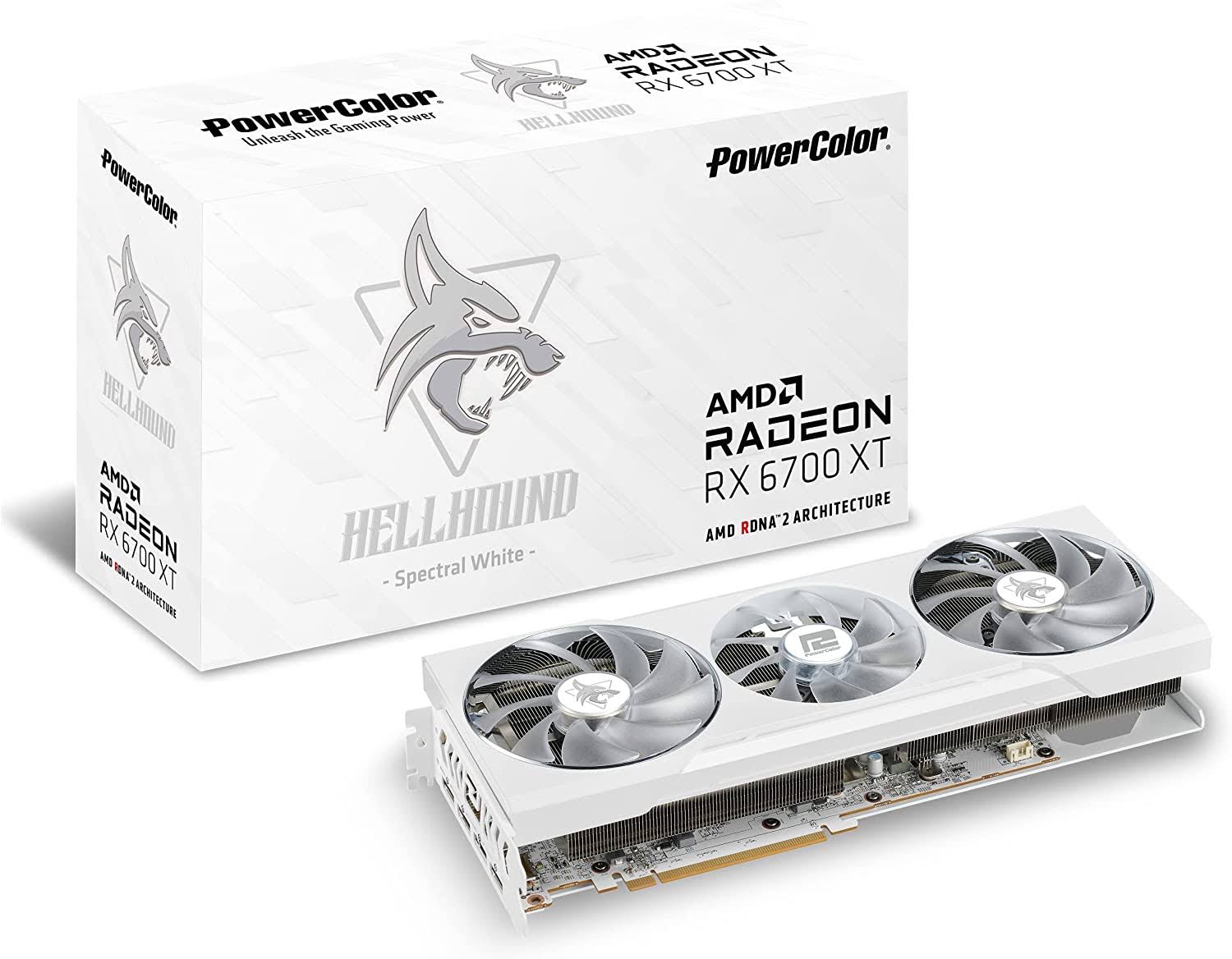 POWERCOLOR Hellhound Spectral White AMD Radeon RX 6700 XT Gaming Graphics Card with 12gb GDDR6 Memory, Powered by AMD RDNA 2, HDMI 2.1