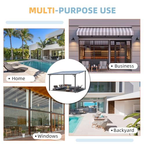 AECOJOY 10&rsquo; x 10&rsquo; Gazebo, Wall Mounted Gazebos Pergola on Clearance, Outdoor Patio Lean to Gazebo Awnings for Deck, Porch