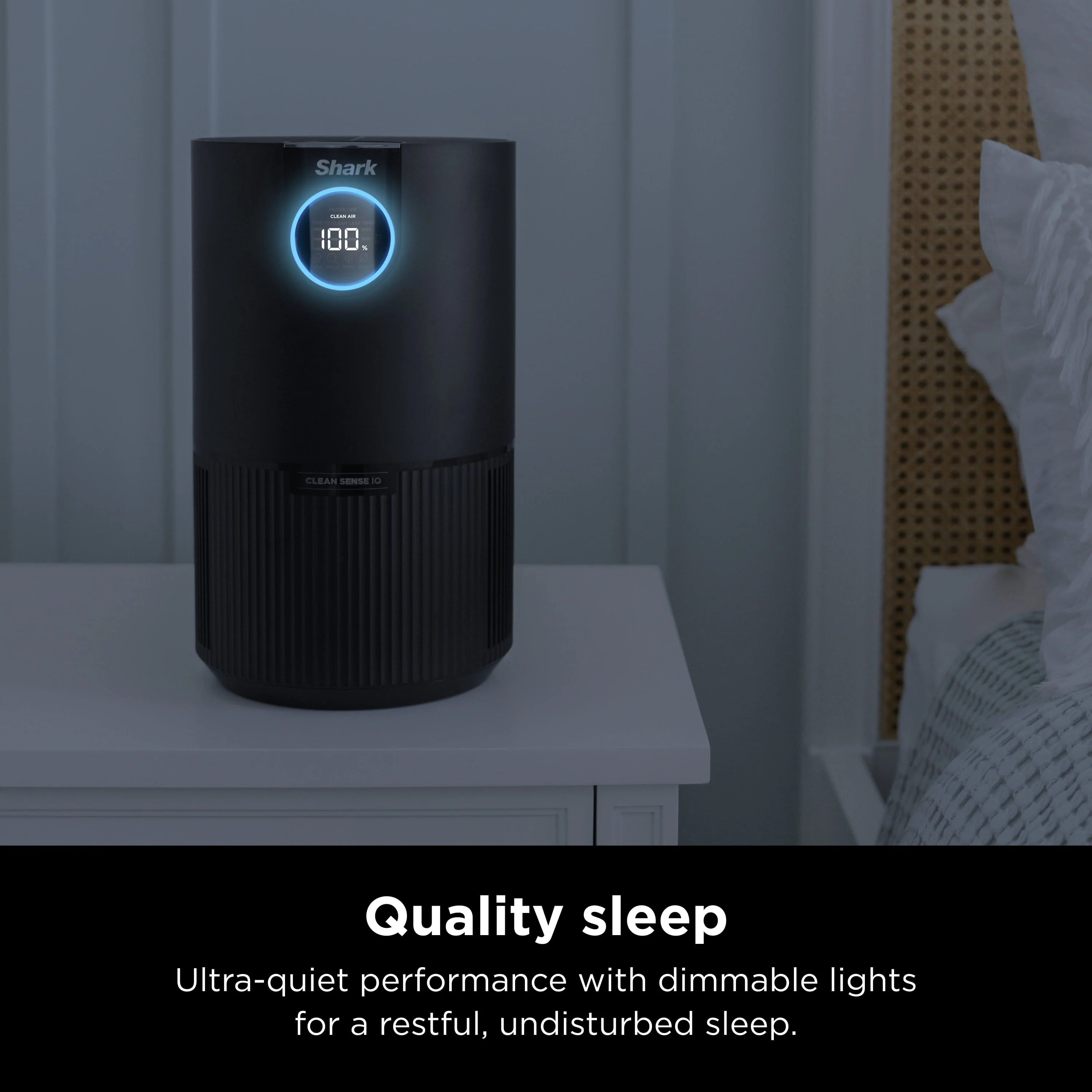 Shark Air Purifier with Nanoseal HEPA, Cleansense IQ, Odor Lock, Cleans up to 500 Sq. Ft, Charcoal Grey, HP100