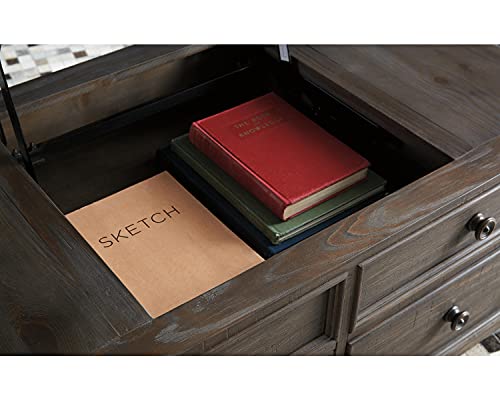Signature Design by Ashley Bolanburg Farmhouse Lift Top Coffee Table with Drawers, Antique Cream & Brown