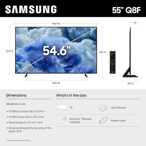 Samsung 65-Inch Class QLED Q8F 4K UHD Smart TV (2025 Model) Q4 AI Processor, 100% Color Volume with Quantum Dot, AirSlim Design, Endless Free Content