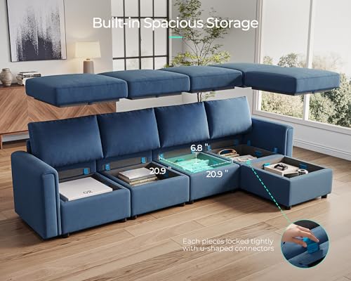 LINSY HOME Modular Sectional Sofa, Convertible U Shaped Sofa Couch with Storage, Memory Foam, Modular Sectionals with Ottomans