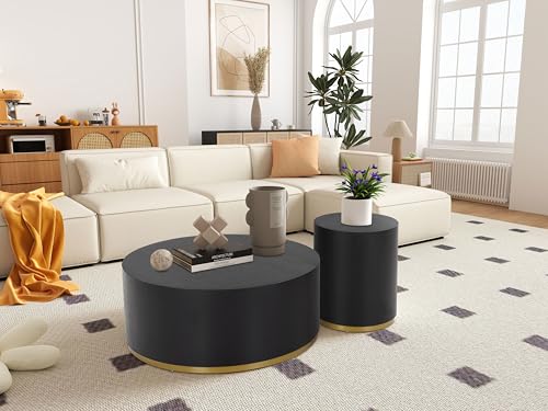 JUSTONE 15.75 ''Round Coffee Table, Accent End Table for Living Room Office Apartment, Modern Minimalist Side Table with Faux Marble Pattern