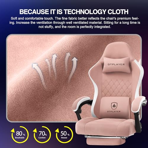 GTPLAYER Gaming Chair, Computer Office Chair with Pocket Spring Cushion, Linkage Armrests and Footrest