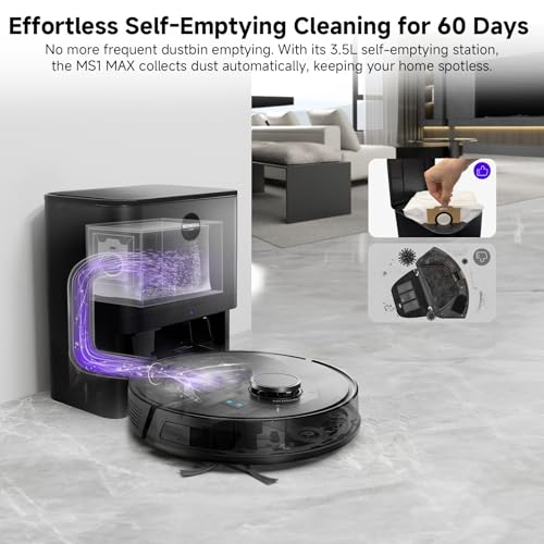 MONSGA Robot Vacuum and Mop Combo, 5000Pa Robotic Vacuum with 3.5L Self Emptying Station, Lidar Navigation Robot Vacuum Cleaner, 180mins Runtime