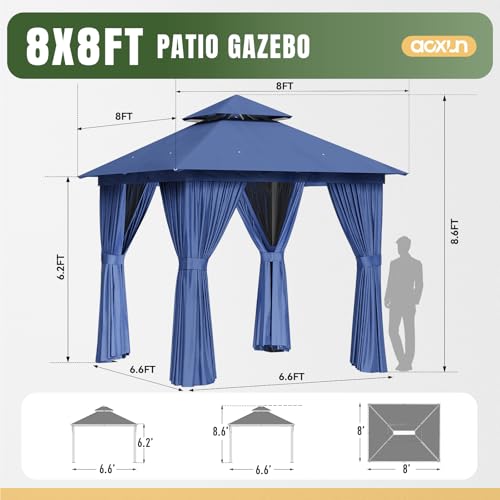 AOXUN Outdoor Gazebo for Patio 10x12, Metal Frame Canopy with Double Roofs