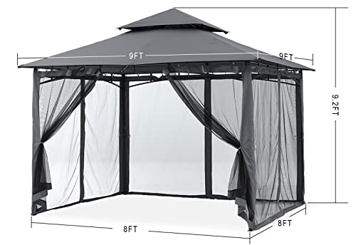 MASTERCANOPY Outdoor Garden Gazebo for Patios with Stable Steel Frame and Netting Walls (11x11,Dark Gray)