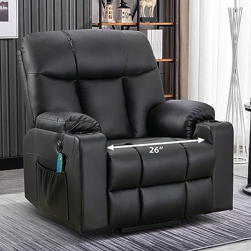 Bonzy Home Oversized Power Lift Recliner Chair for Elderly, Faux Leather Lift Chair with Heated and Massage