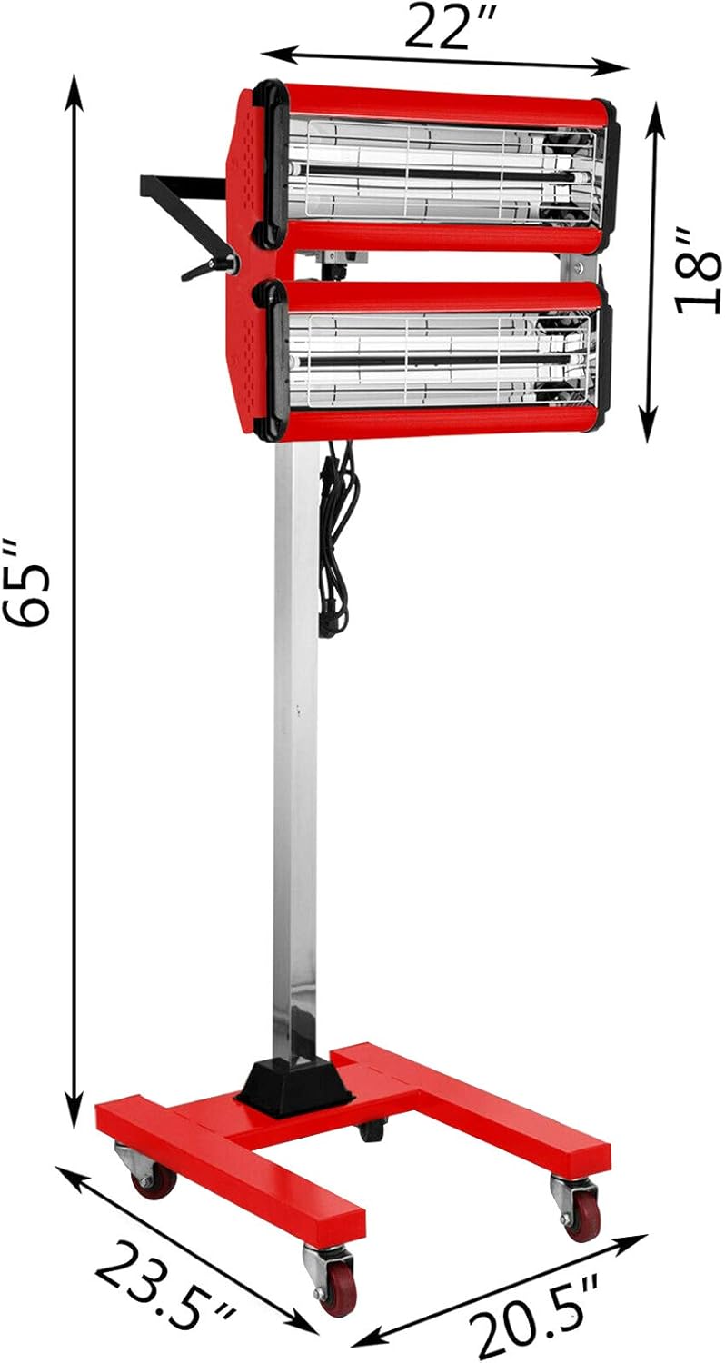 Bestauto 2000W Baking Infrared Paint Curing Lamp Short Wave Infrared Heater Car Bodywork Repair Paint Dryer/Stand