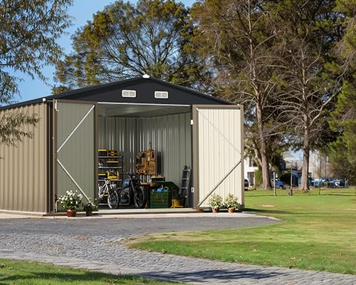 Greesum 5×3 FT Outdoor Storage Shed, Metal Storaged Sheds Without Floor, Tool Sheds with Lockable Doors and Sloping Roof for Garden, Patio, Backyard