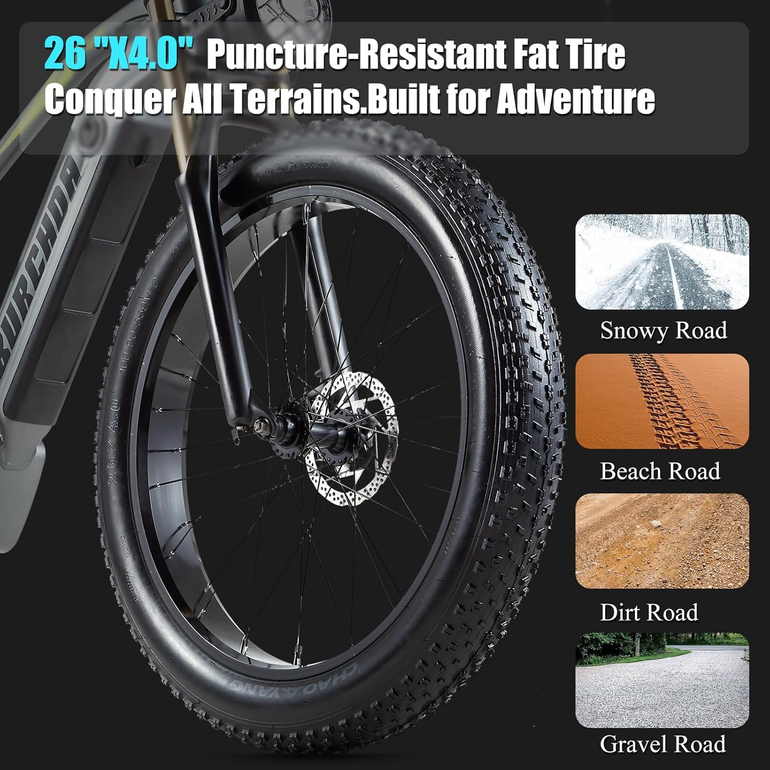 Electric Bike for Adult 48V 30AH/20AH Removable Battery 1000W Ebike 26"Fat Tire up to 30MPH&118 Miles Long Range Full Suspension Electric Bicycle