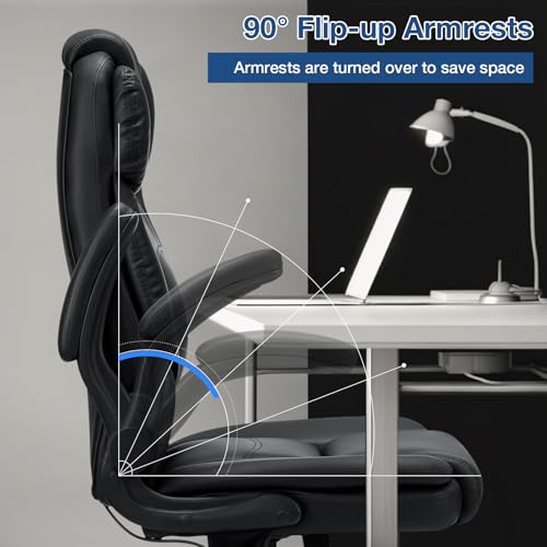 Big and Tall Office Chair 450lbs Heavy Duty Executive Desk Chair with Adjustable Lumbar Support High Back Ergonomic Home Computer Leather Chair with