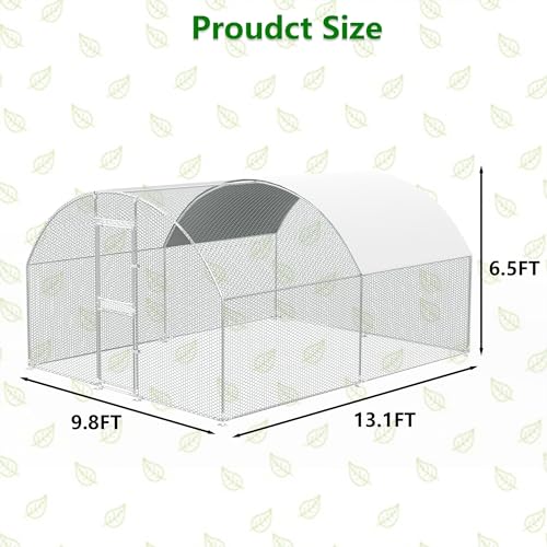 Large Metal Chicken Coop,Peak-roof Walk-in Poultry Chicken Hen cage