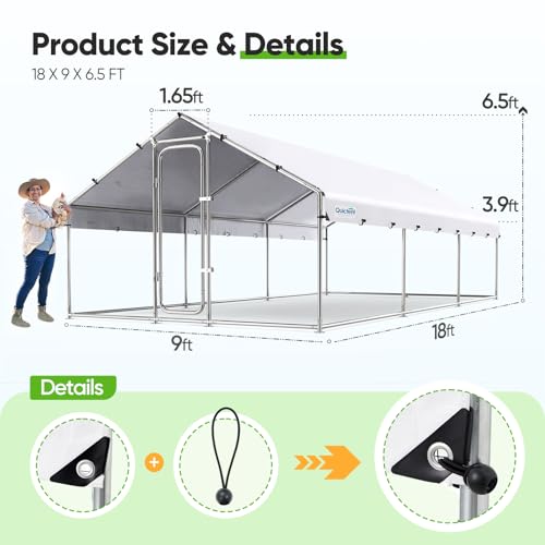 Quictent Large Metal Chicken Coop Run for 10+ Poultry with Galvanized Hardware Cloth and Waterproof Roof Cover