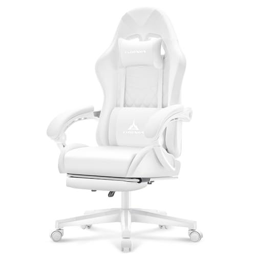 Gaming Chair,Ergonomic Massage Computer Office Desk Chair with Footrest,Pocket Spring Cushion
