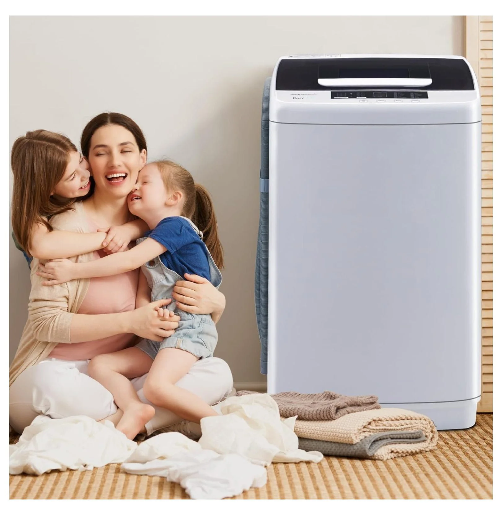 1.34 Cu.Ft Full Automatic Washer and Dryer Combo with Drain Pump, Portable Washing Machine, 10 Wash Program, LED Display