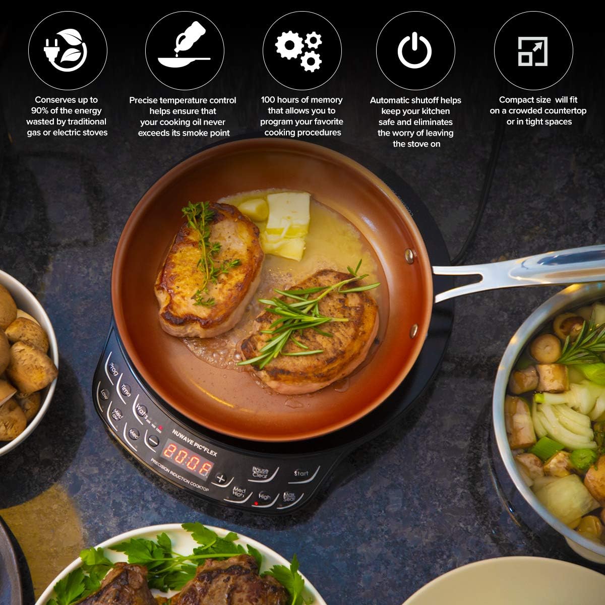 NUWAVE Flex Precision Induction Cooktop, Portable, Powerful with Large 6.5” Heating Coil