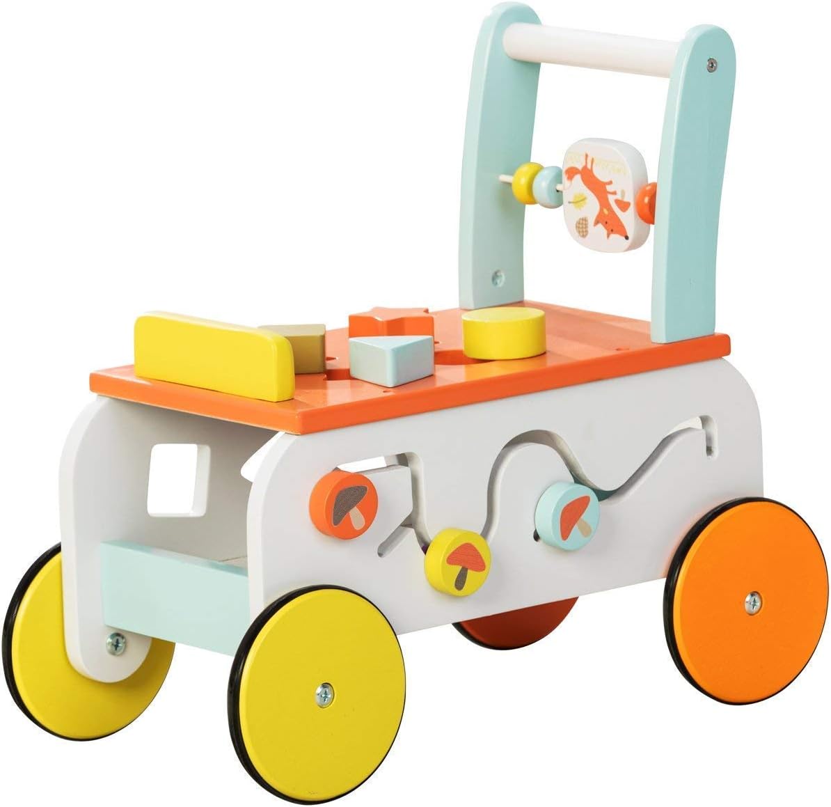 labebe Baby Walker with Wheel, 3-in-1 Wooden Activity Walker for Kids 1-3 Years
