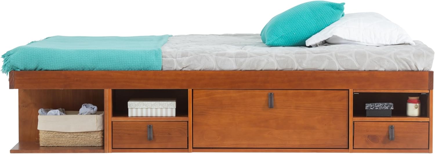 memomad Bali Bed - King Storage Platform Sturdy Wooden Bed Frame with Drawers & More - Solid Pine Wood - Noise Free - No Box Spring Needed
