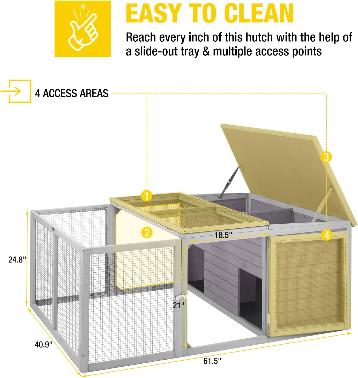Aivituvin Rabbit Hutch Outdoor Large, Bunny Cage Indoor for 2 Rabbits