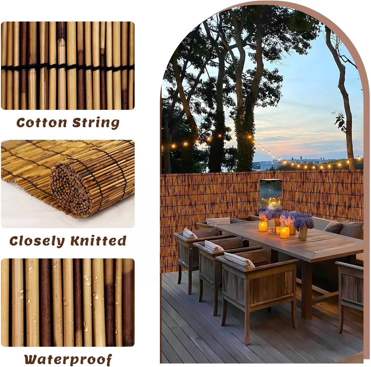 TOOKNIN1 Pack Bamboo Reed Fence 6 Feet High, 6FT X 16.4FT Natural Reed Fencing Privacy Reed Screening for Outdoor, Gallery, Restaurant, Hotel, Patio