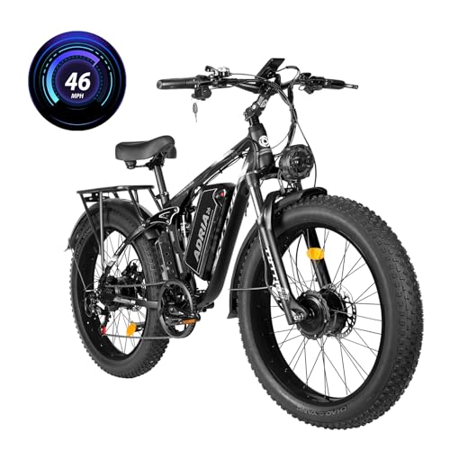 TUTTIO Electric-Bike for Adults-Men, Dual-Motor-Ebike 40-46MPH-Hunting-Ebike, 52V 30AH Long Range Dirtbike, 26" Fat-Tire-Electric-Bicycle