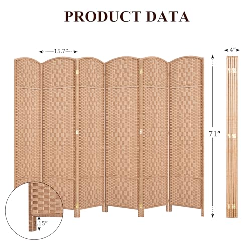 Room Divider, Room Dividers and Folding Privacy Screens, 16in Privacy Screen, 6 Panel Temporary Wall Partitions, 6ft Space Separation Panel Screen