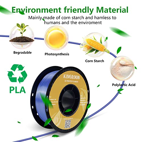 Kingroon Silk PLA Bundle 3D Printer Filament, Dimensional Accuracy +/- 0.03 mm, 10 kg Spool(22lbs)