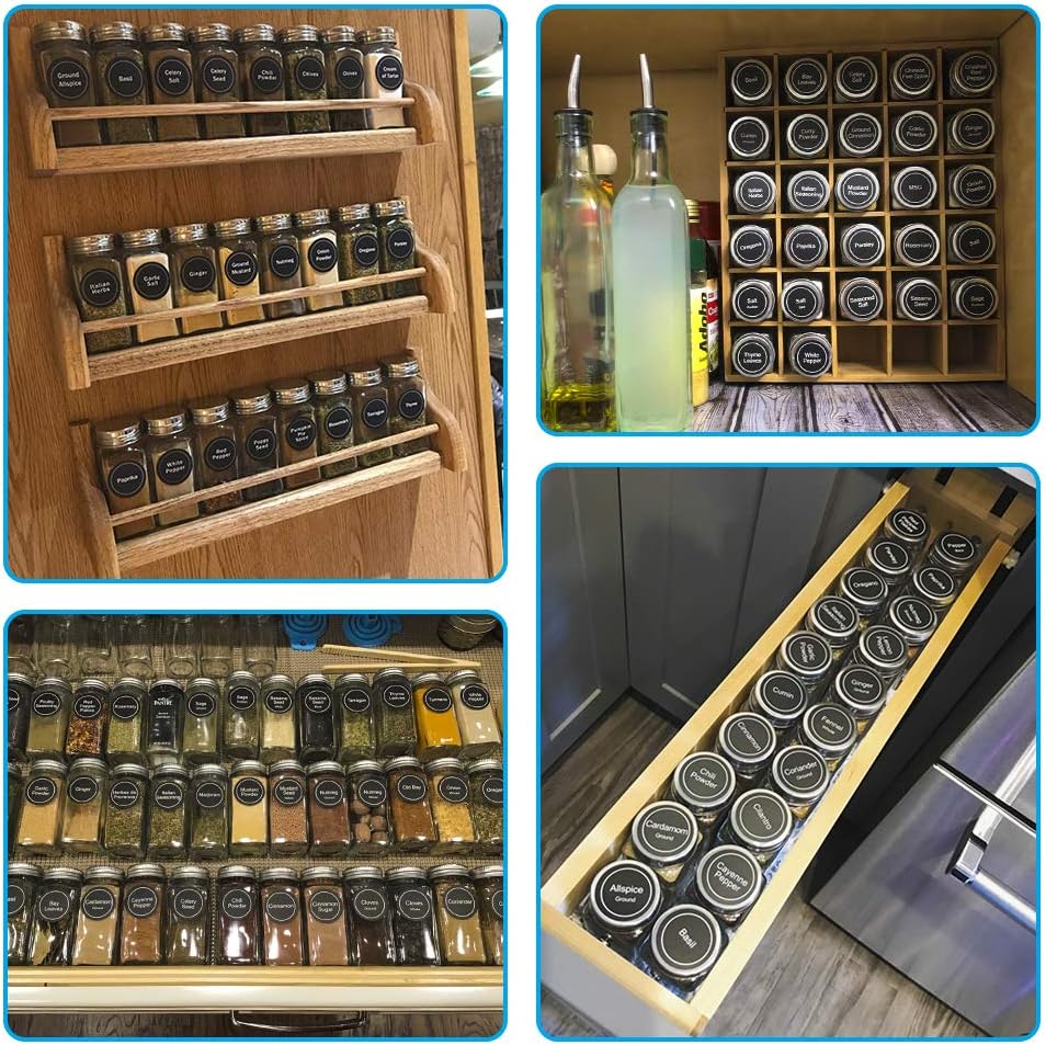 AOZITA 36 Pcs Glass Spice Jars with Spice Labels - 4oz Empty Square Spice Bottles - Shaker Lids and Airtight Metal Caps