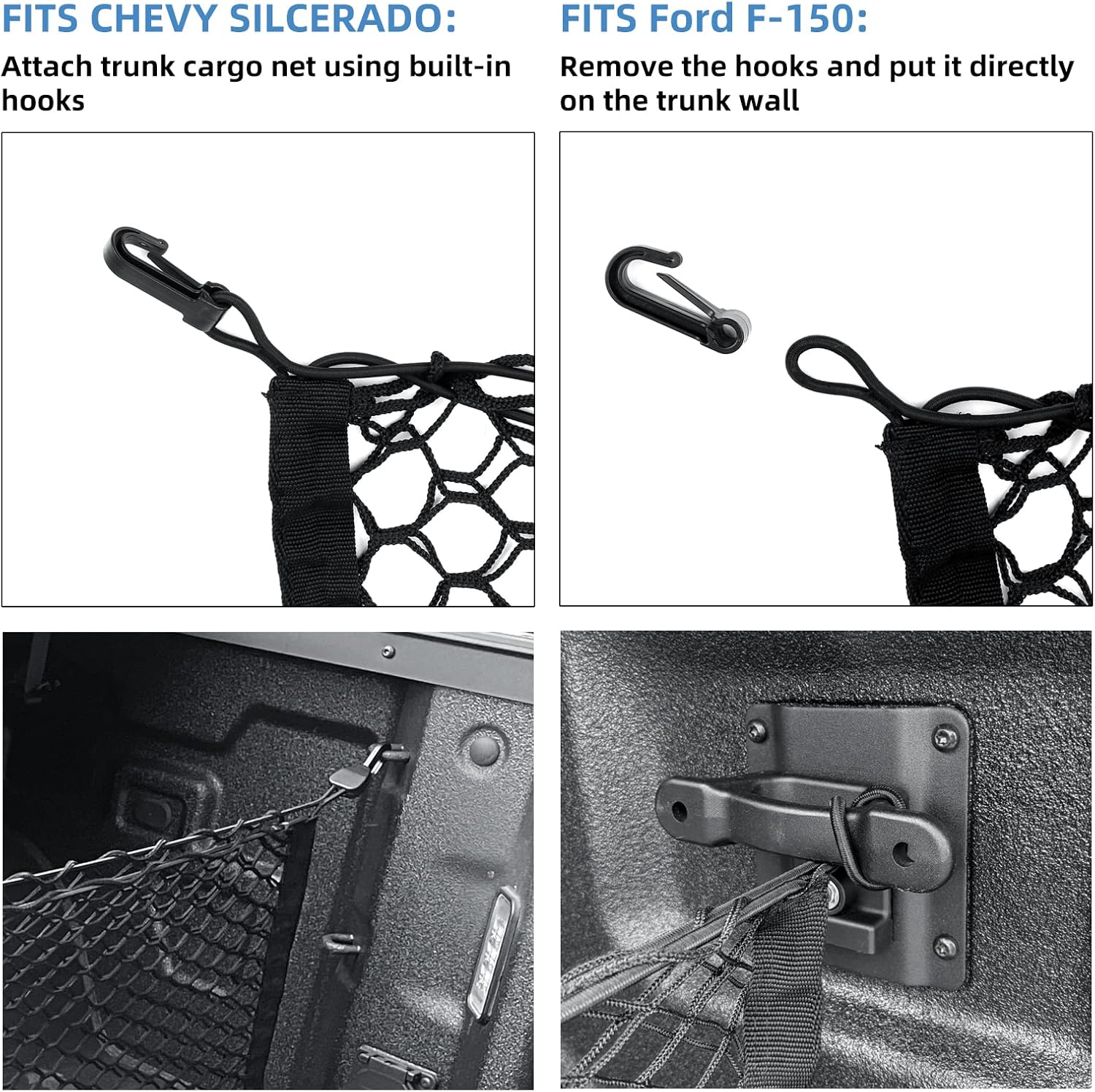 Double-Layer High Elastic Car Rear Cargo Net for SUV Car Trunk Net Organizer, Automotive Cargo Nets