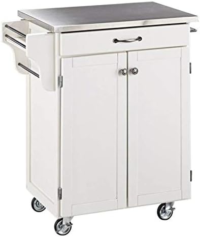 Hawthorne Collections Stainless Steel Top Kitchen Cart in White