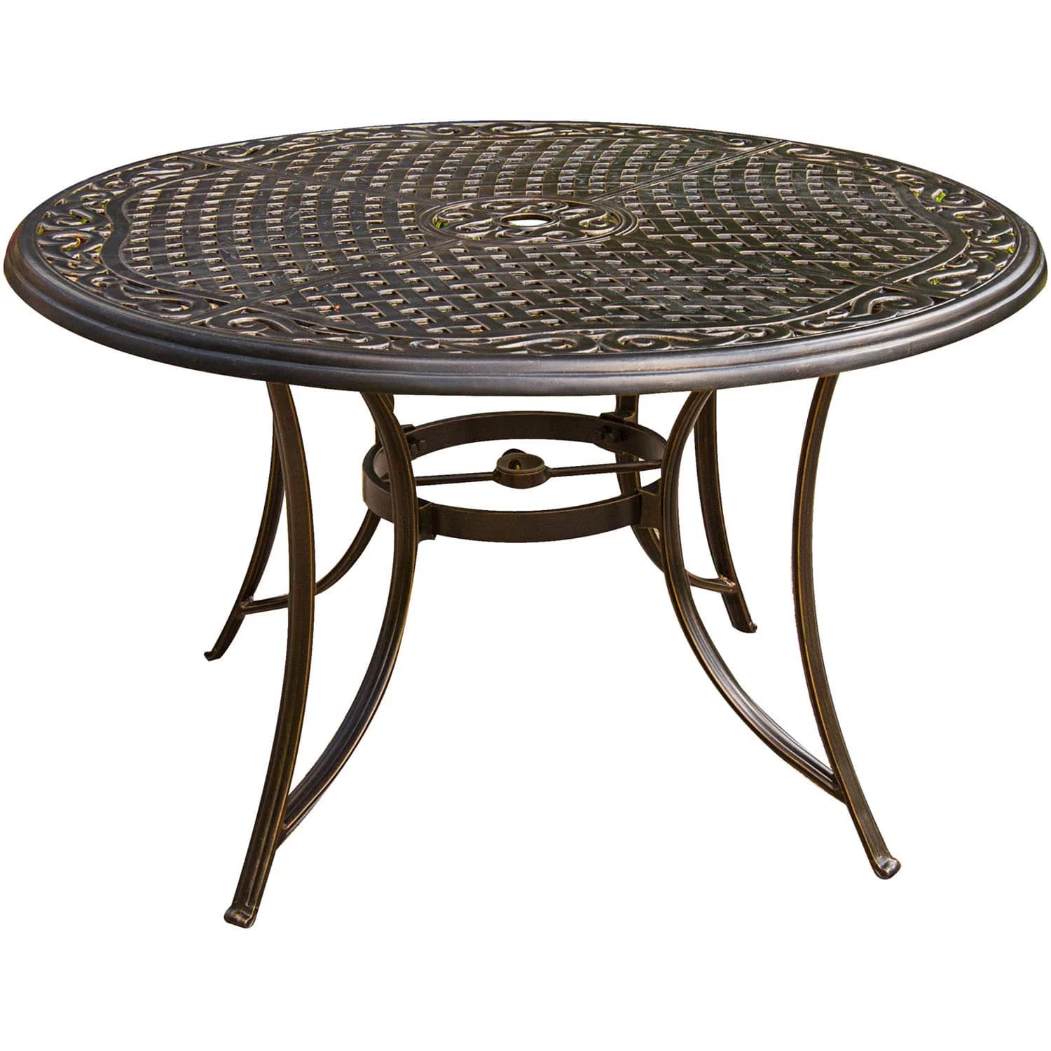 Cambridge Outdoor Legacy Seats 4 5-Piece Aluminum Dining Set with Four Swivel Rockers, Tan