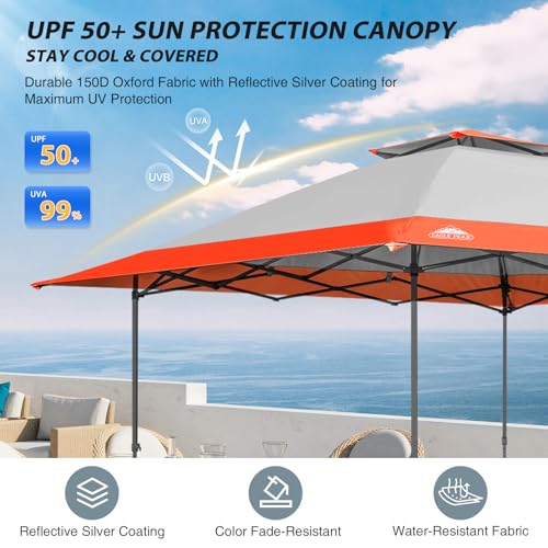 EAGLE PEAK 13x13 Straight Leg Pop Up Canopy Tent Instant Outdoor Canopy Easy Single Person Set up Folding Shelter w/Auto Extending Eaves 169 Square